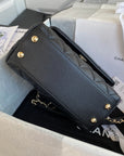 CC 24K Coco Hanle Mini 19cm Black Grained Calfskin Gold Hardware