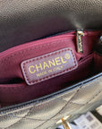 CC 24K Coco Hanle Mini 19cm Black Grained Calfskin Gold Hardware