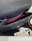 CC 24K Coco Hanle Mini 19cm Black Grained Calfskin Gold Hardware