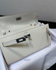kelly to go wallet 20.5 white epsom silver hardware