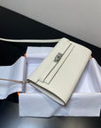 kelly to go wallet 20.5 white epsom silver hardware