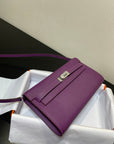 kelly to go wallet 20.5 purple epsom silver hardware