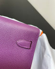 kelly to go wallet 20.5 purple epsom silver hardware