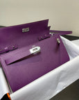 kelly to go wallet 20.5 purple epsom silver hardware