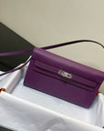 kelly to go wallet 20.5 purple epsom silver hardware