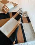 HM Avalon Throw Blanket Brown Black Wool Cashmere