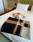 HM Avalon Throw Blanket Brown Black Wool Cashmere