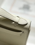 HM KELLY POCHETTE 22CM WHITE BEIGE SWIFT SILVER HARDWARE