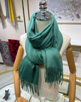 LP Grande Unita Scarf 200 CM In Dark Jade Green Cashmere 645522