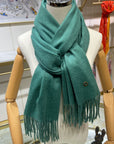 LP Grande Unita Scarf 200 CM In Dark Jade Green Cashmere 645522