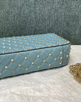 garavani rockstud spike medium 24cm azure lambskin