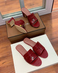 Summer Charms Sandals Mule Maroon Crocodile Pattern Pink Lambskin