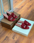 Summer Charms Sandals Mule Maroon Crocodile Pattern Pink Lambskin