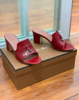 Summer Charms Sandals Mule Maroon Crocodile Pattern Pink Lambskin