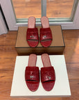 Summer Charms Sandals Mule Maroon Crocodile Pattern Pink Lambskin