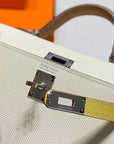 HM Mini Kelly 19cm Cream Yellow Epsom Silver Hardware