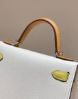 HM Mini Kelly 19cm Cream Yellow Epsom Silver Hardware