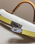 HM Mini Kelly 19cm Cream Yellow Epsom Silver Hardware