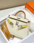 HM Mini Kelly 19cm Cream Yellow Epsom Silver Hardware