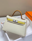 HM Mini Kelly 19cm Cream Yellow Epsom Silver Hardware