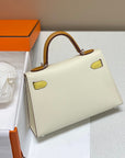 HM Mini Kelly 19cm Cream Yellow Epsom Silver Hardware