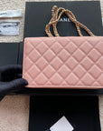 CC Classic Woc 20cm Pink Grained Calfskin Diamond Gold Hardware