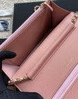 CC Classic Woc 20cm Pink Grained Calfskin Diamond Gold Hardware