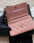 CC Classic Woc 20cm Pink Grained Calfskin Diamond Gold Hardware