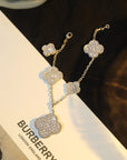 clover bracelet 5 motif silver diamond paved