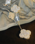 clover bracelet 5 motif silver diamond paved