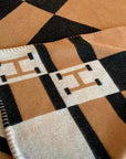 HM Avalon Throw Blanket Brown Black Wool Cashmere