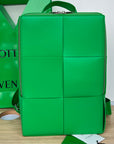 WOVEN BACKPACK 34 IN EMERALD GREEN LAMBSKIN