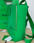 WOVEN BACKPACK 34 IN EMERALD GREEN LAMBSKIN
