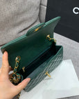 flap bag mini 20cm dark blue green caviar gold hardware