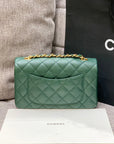 flap bag mini 20cm dark blue green caviar gold hardware