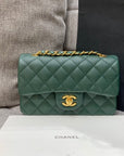 flap bag mini 20cm dark blue green caviar gold hardware