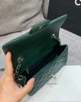 flap bag mini 20cm dark blue green caviar silver hardware