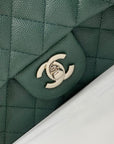 flap bag mini 20cm dark blue green caviar silver hardware