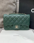 flap bag mini 20cm dark blue green caviar silver hardware