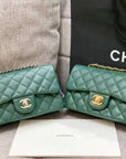 flap bag mini 20cm dark blue green caviar gold hardware