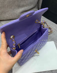 flap bag mini 20cm purple caviar gold hardware