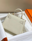 HM Mini Kelly 20cm Cream Togo Leather Gold Hardware