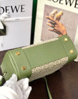 LOE AMAZONA 28 BAG IN OLIVE GREEN CALFSKIN AND BEIGE MONOGRAM FABRIC