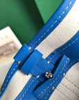 PETIT FLOT BUCKET BAG 22 IN SAPPHIRE BLUE GOYARDINE CANVAS AND LAMBSKIN TRIM