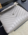 LOULOU MEDIUM 32 GREY QUILTED LEATHER SILVER HARDWARE