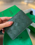 INTRECCIATO BUSINESS 11 EMERALD GREEN CALFSKIN CARD CASE
