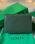 INTRECCIATO BUSINESS 11 EMERALD GREEN CALFSKIN CARD CASE