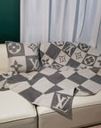 LV Checkmate Blanket Grey White