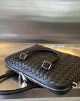 SLIM INTRECCIATO BRIEFCASE 36 BLACK CALFSKIN