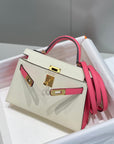 HM Mini Kelly 19cm Cream Pink Epsom Gold Hardware